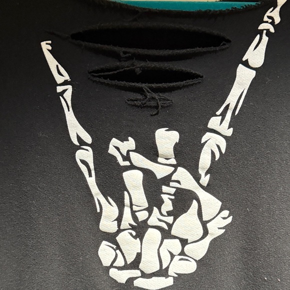 Black Hoodie with Skeleton Graphic - Picture 3 of 4